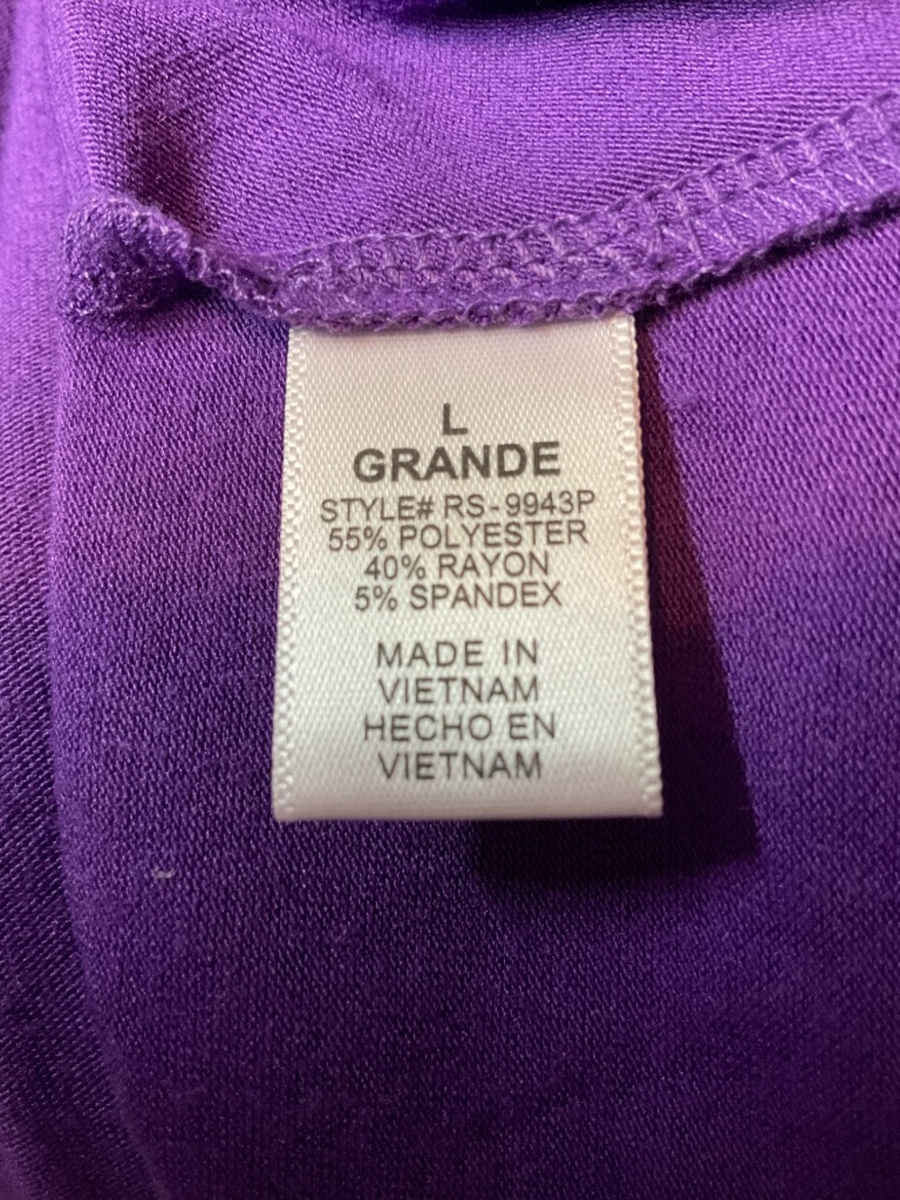 Purple t-shirt dress. Size L W248 - Picture 4 of 4